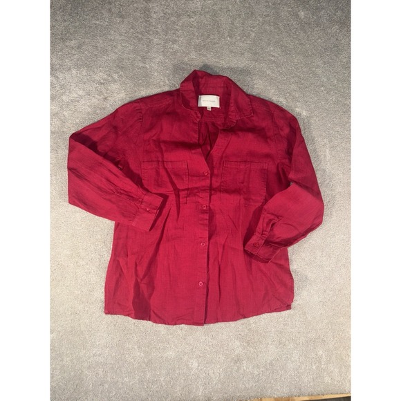 BROCHU WALKER Button Front‎ Blouse Size Small Linen Red - Picture 1 of 9